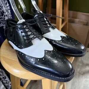 Stacy Adams TINSLEY Wingtip Oxford Mens Shoes Sz 8.5M Black White Lace Up